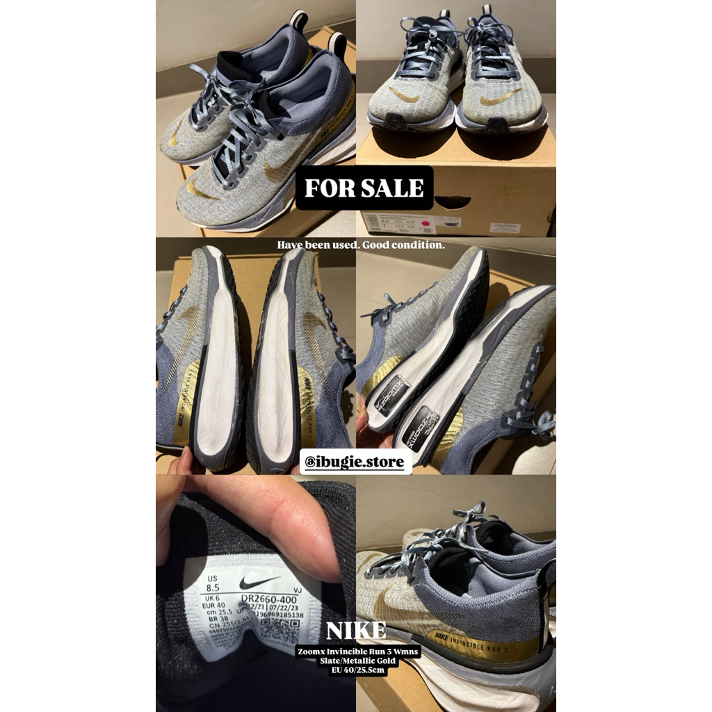 Preloved - Original NIKE Zoomx Invincible Run 3 - Slate/Metallic Gold