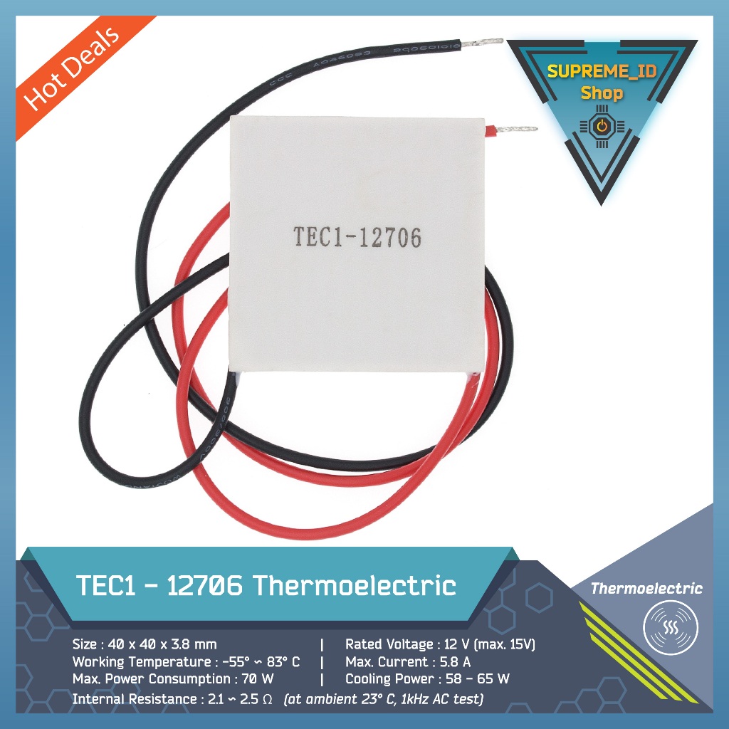 Peltier ThermoElectric Cooling Ceramic Heatsink (12V | 40x40mm) - Keramik Pendingin Cooler / Thermod