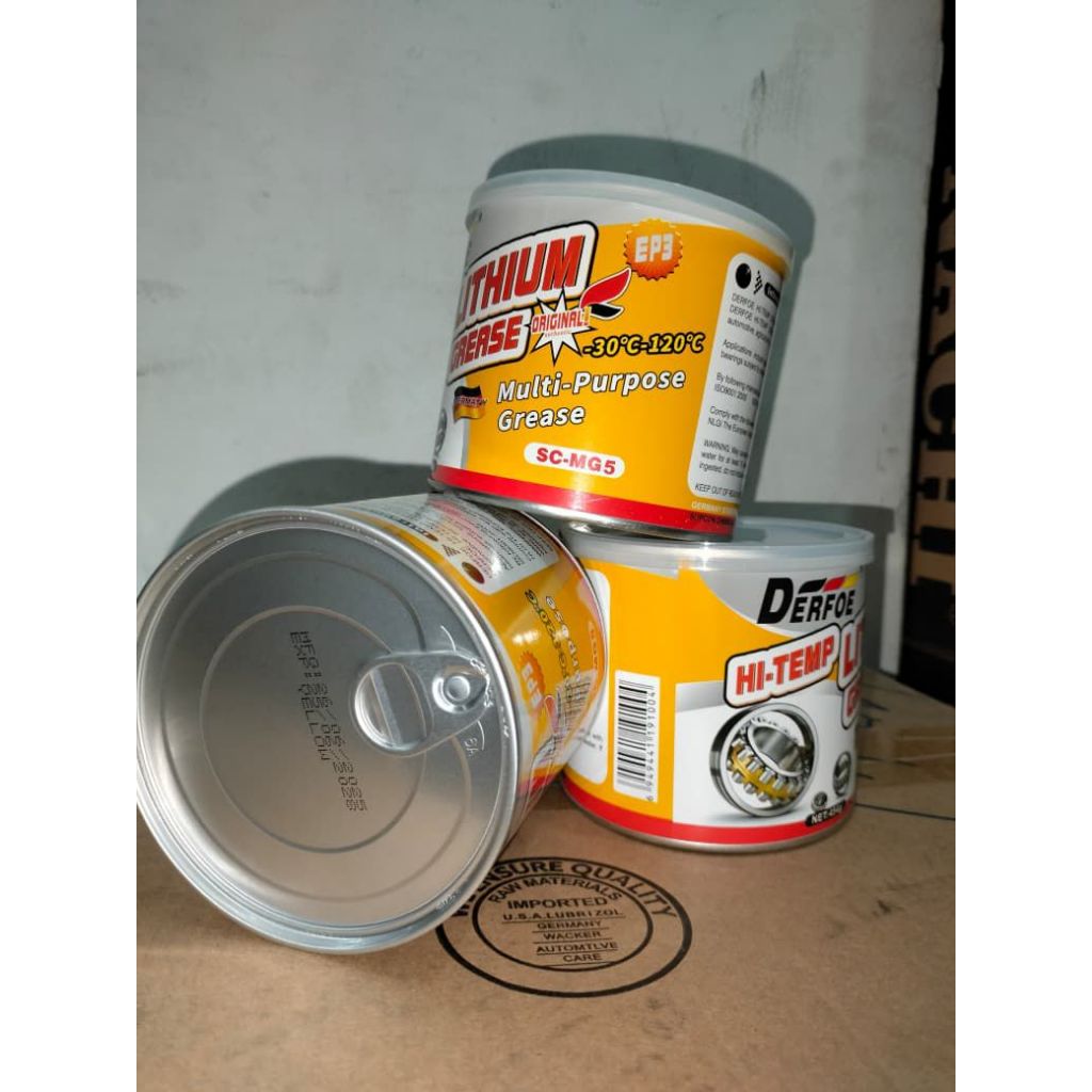 DERFOE – LITIUM GREASE KUNING 450GR HI-TEMP PELUMAS BEARING MOBIL MOTOR TAHAN PANAS KUAT ANTI KARAT
