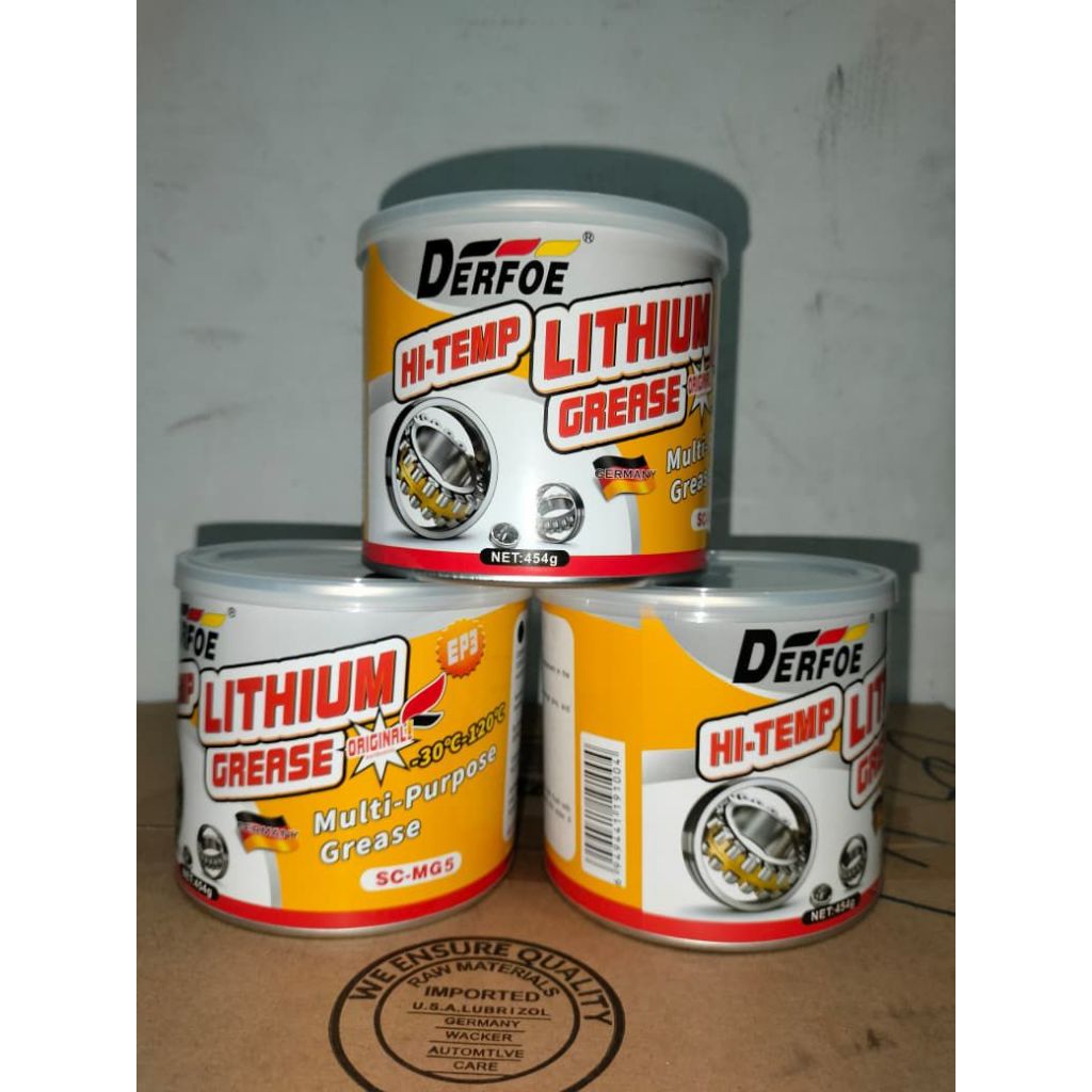 DERFOE – LITIUM GREASE KUNING 450GR HI-TEMP PELUMAS BEARING MOBIL MOTOR TAHAN PANAS KUAT ANTI KARAT