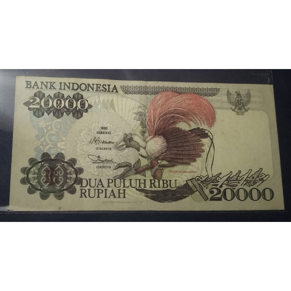 Uang Lawas Indonesia Seri Cendrawasih Merah 20 Rupiah Tahun 1995 Langka
