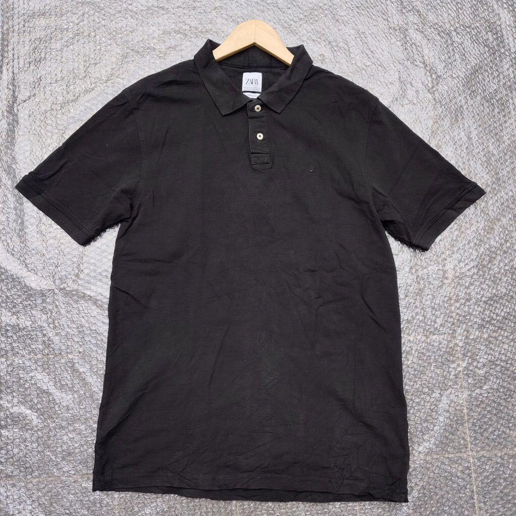 polo shirt Zara Man black kaos polo zara XL