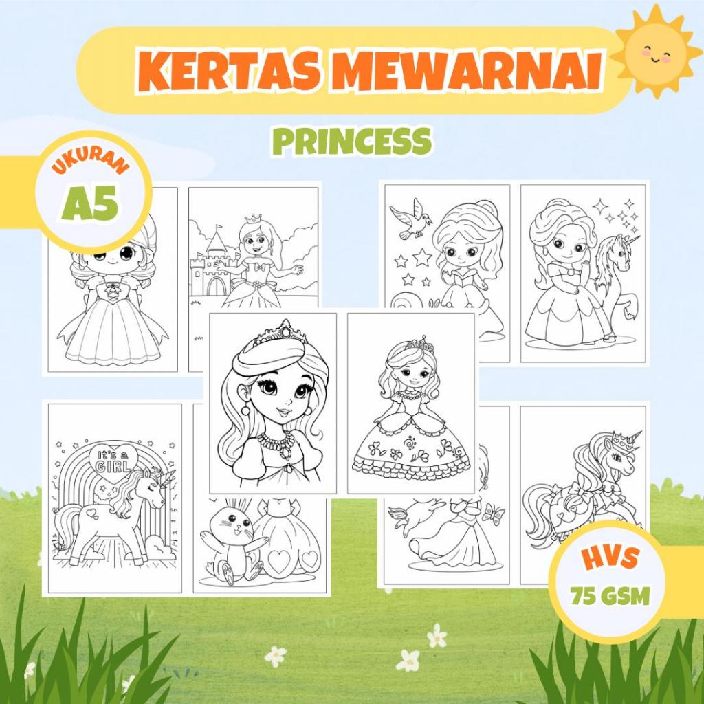 

Kertas Mewarnai Tema Princess | isi 10 Gambar Berbeda