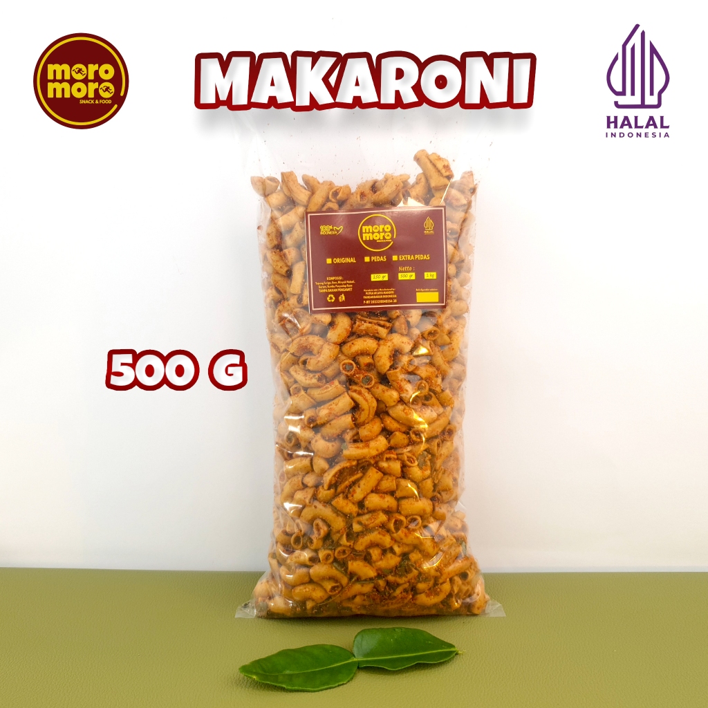 

500 GRAM MAKARONI BANTAT PEDAS DAUN JERUK KRIUK GURIH - MOROMORO SNACK & FOOD
