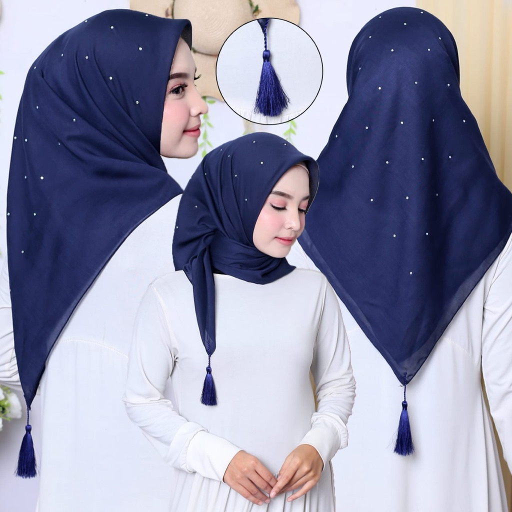 Hijab segi empat payet tabur tassel/ Hijab kerudung segi empat paris