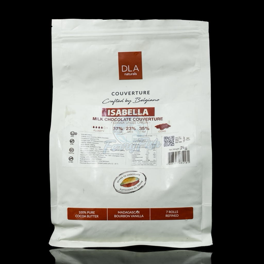 

DLA Naturals Isabella 37% Milk Chocolate Couverture / Cokelat Coin Baking