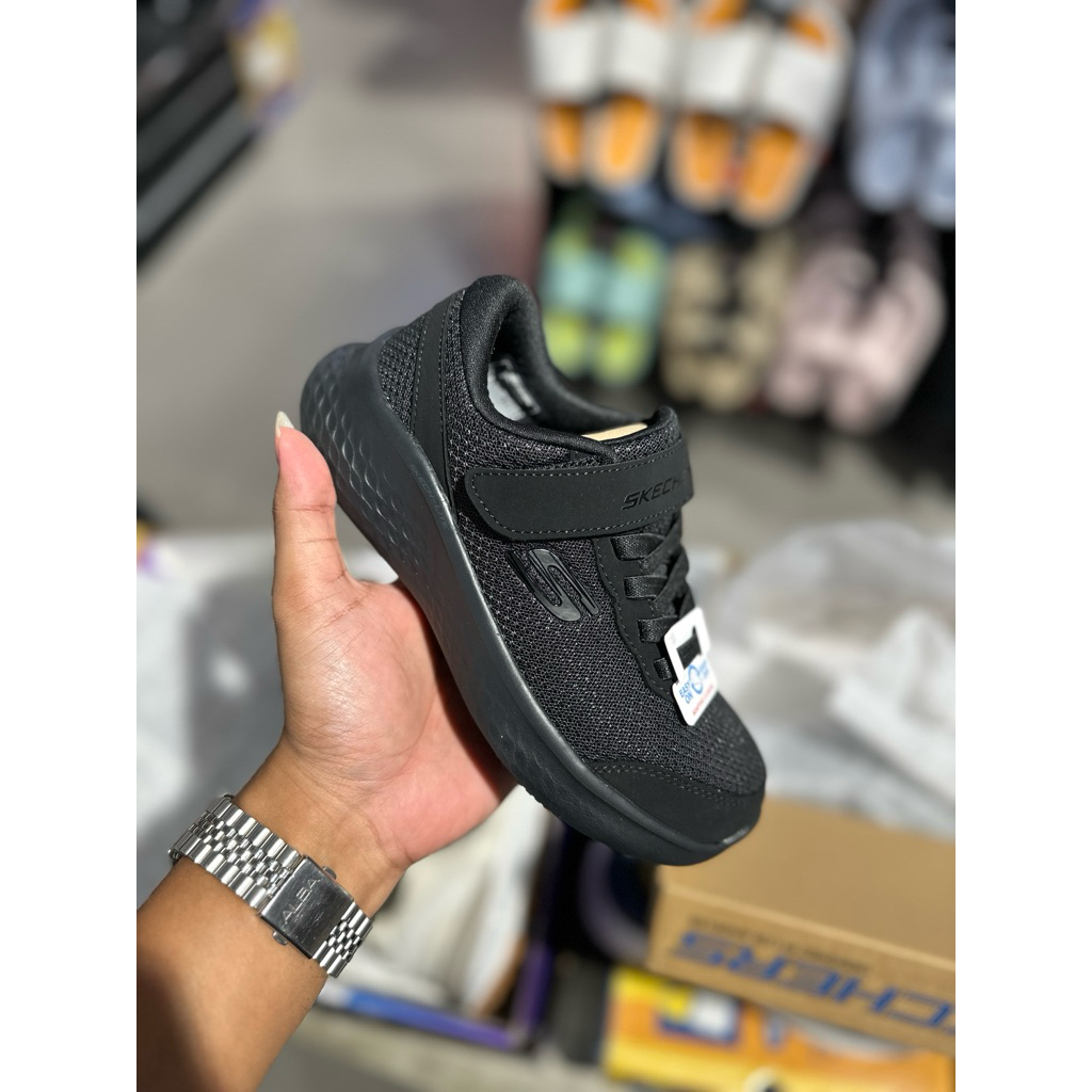 SEPATU SEKOLAH ANAK SKECHERS FULL BLACK ORIGINAL BNIB