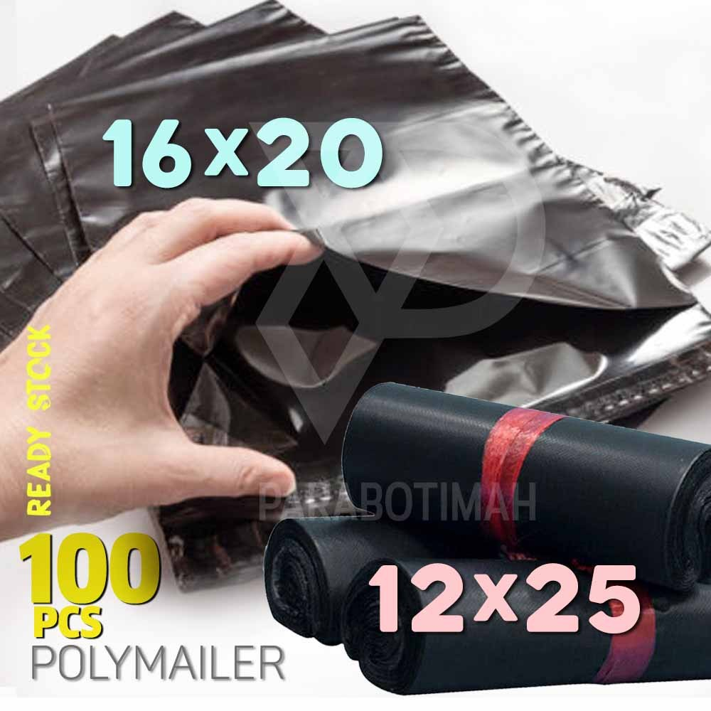 

POLYMAILER PE sudah ada perekat 12x25 & 16x20 isi +- 100 pcs MURAH plastik packing olshop ekonomis ready stock Bandung