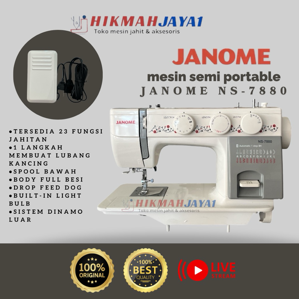 Mesin Jahit Portable Janome NS-7880 Besi Kokoh
