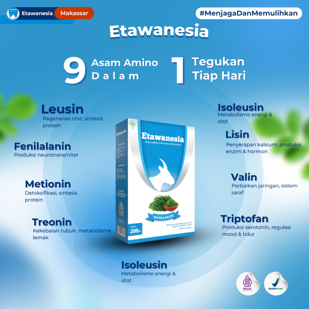 

SUSU ETAWANESIA ETAWA BIRU Susu Kambing Etawa 5X Lebih Efektif Dari Yang Sejenis Ekstrak Moringa Rasa Premium Enak Tidak Prengus ETAWANESIA ORIGINAL