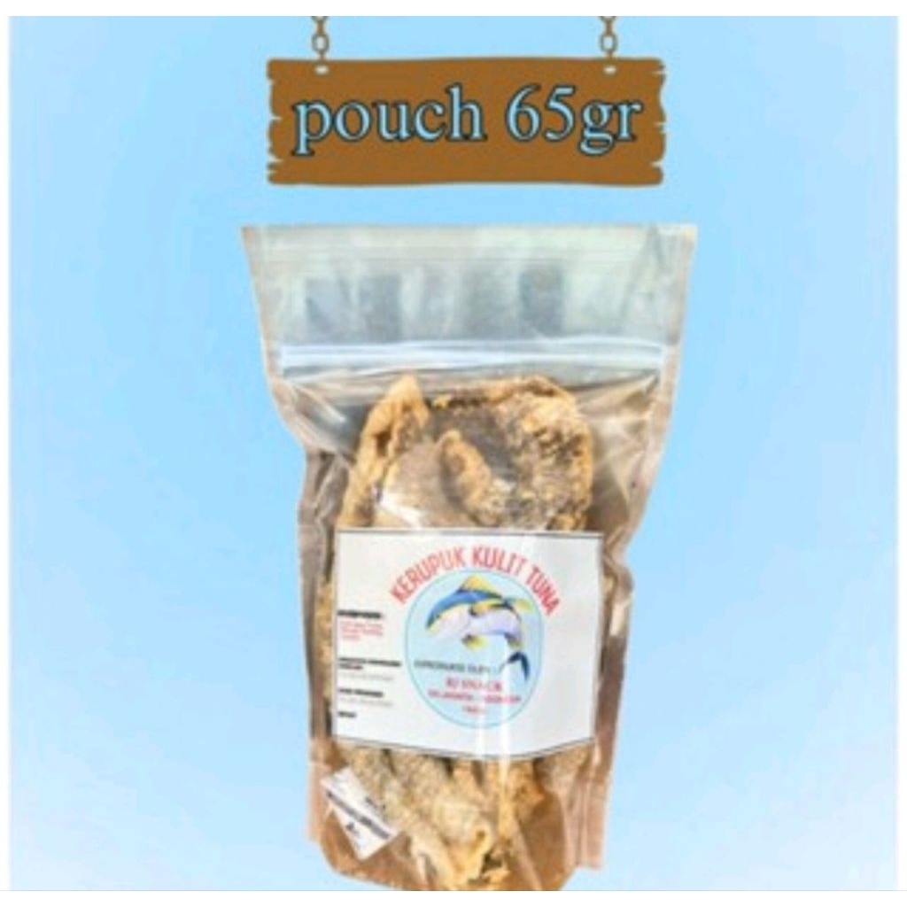 kerupuk kulit ikan tuna 65gr tanpa tepung renyah cemilan sehat