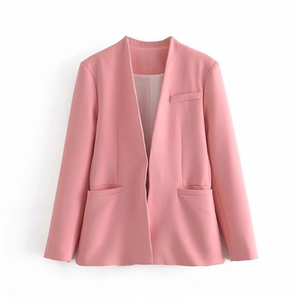 jas blazer tanpa kerah jas blazer wanita jas blazer cewek jas blazer perempuan jas blazer slimfit