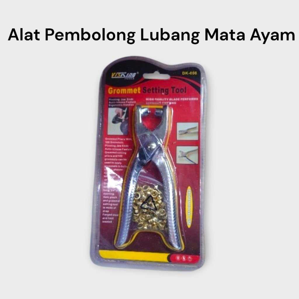 

Alat Pembolong Lubang Mata Ayam / Grommet Setting Tool Full Besi Chrome + Ring Mata Ayam