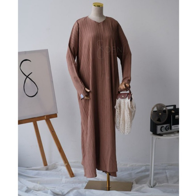 Assyabiya Official - Sofni Preloved Classy Abaya Hazelnut Artsy Zet Series Baggy Series Reverse