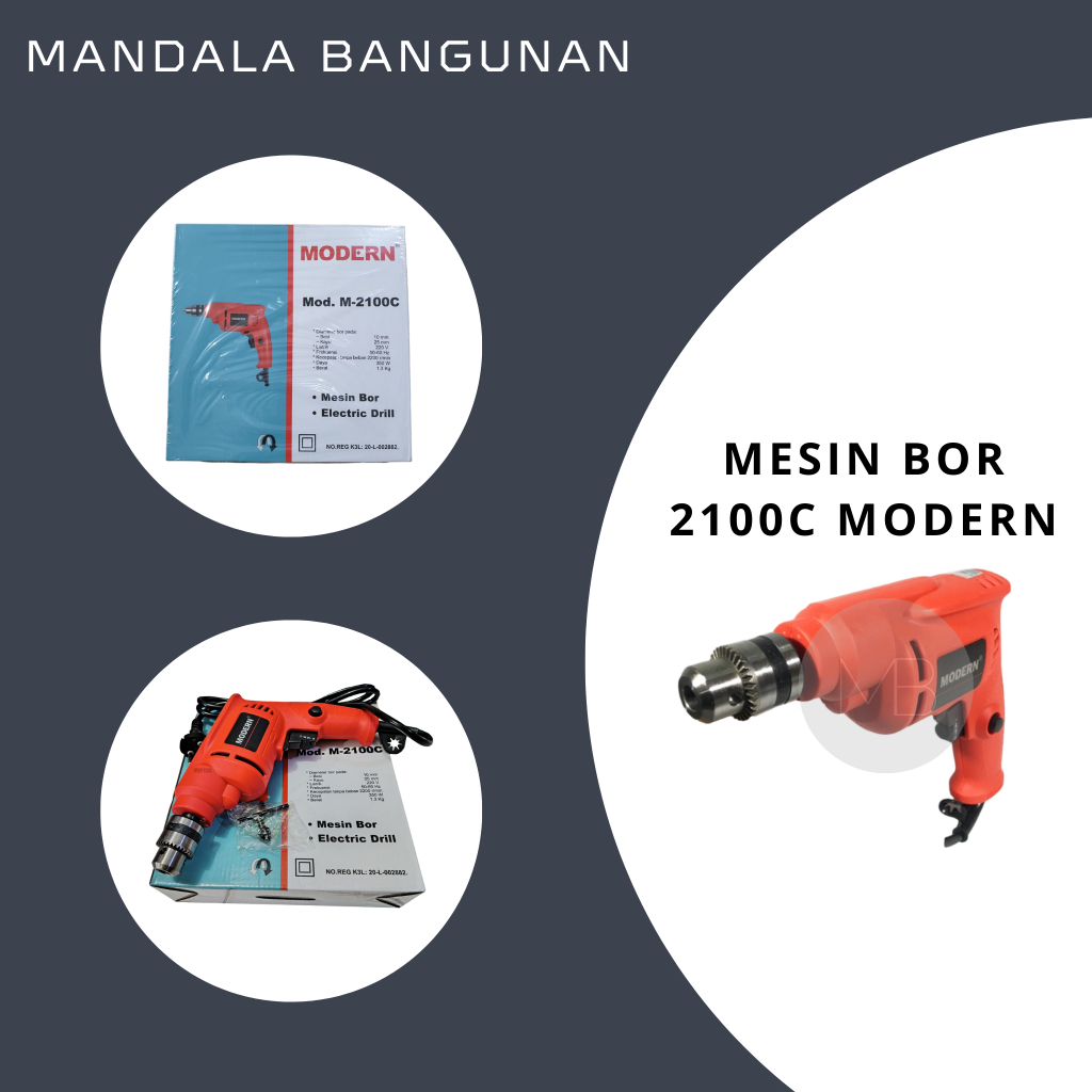 Modern Mesin Bor Listrik M-2100C – Electric Drill Portable Serbaguna