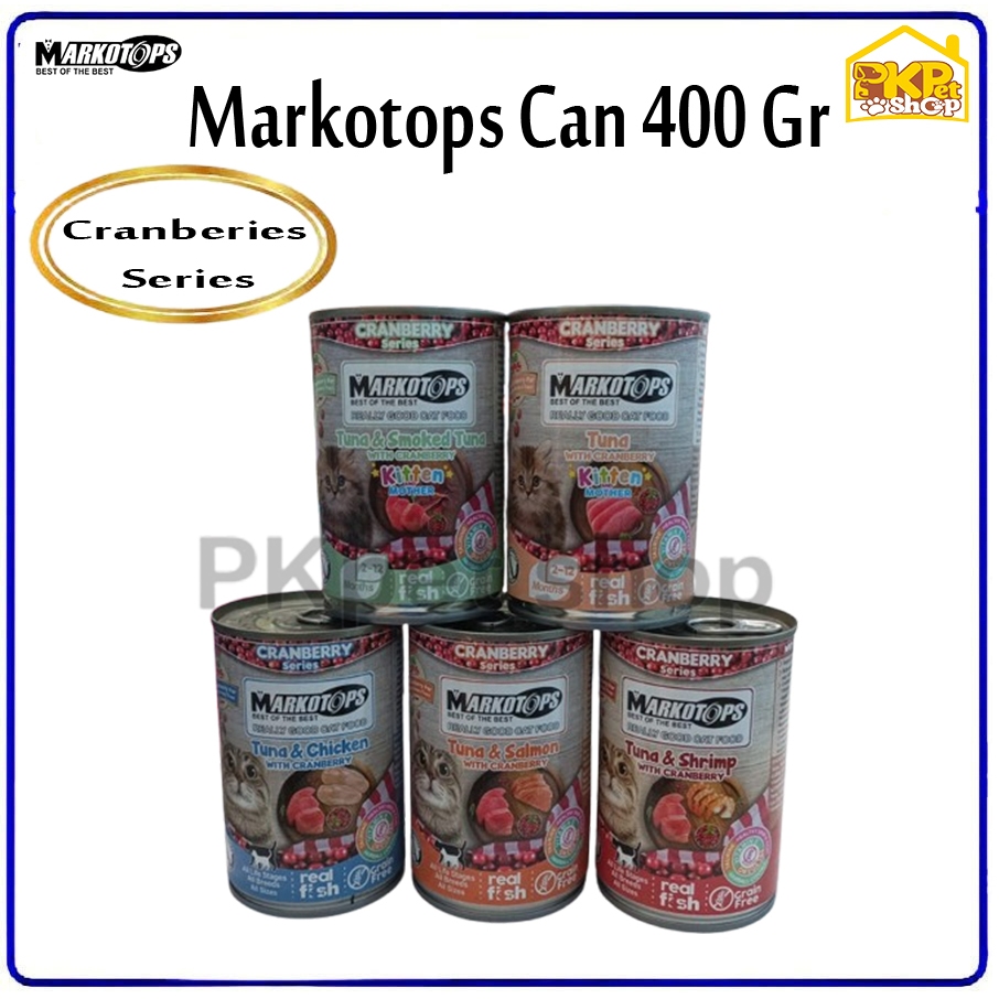 MARKOTOPS Kaleng Goat Milk Cranberry Series 400 gr - Makanan Kucing Basah Untuk Adult & Kitten