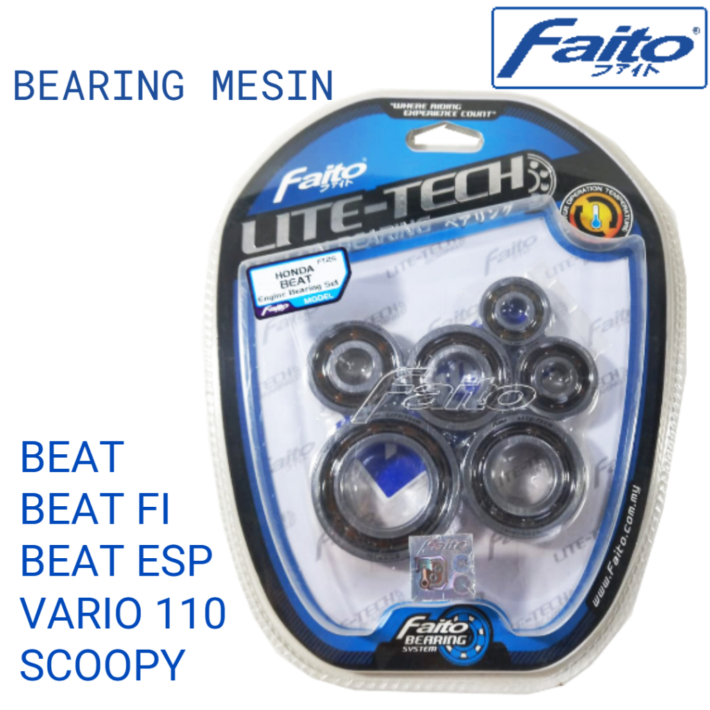 BEARING MESIN BEAT LITE TECH ORIGINAL MERK FAITO BEARING MESIN KOMPLIT BEAT FAITO