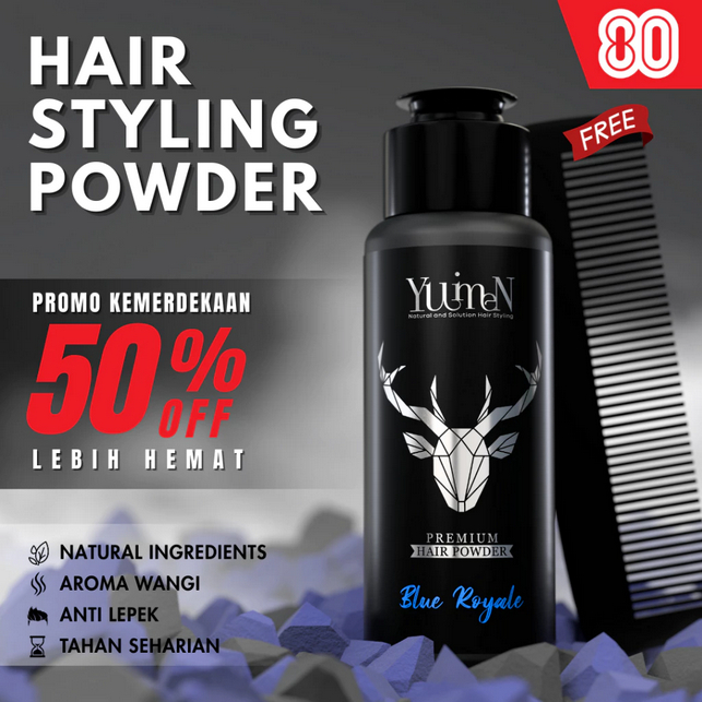 Hair Powder Premium Pria Yuimen - Penambah Volume Rambut Anti Lepek - Gratis Sisir Saku