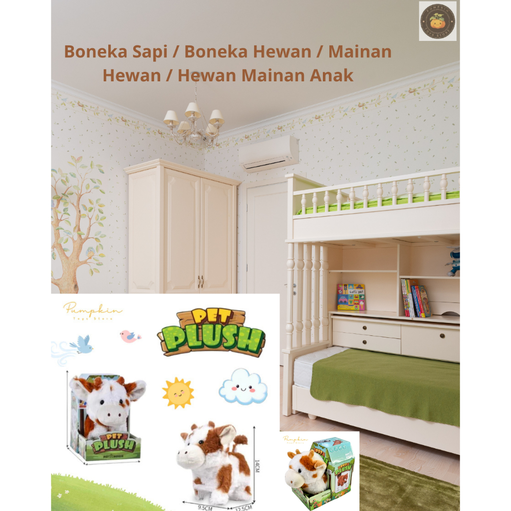 Boneka Sapi / Boneka Hewan / Mainan Hewan / Hewan Mainan Anak / Mainan Hewa Hewanan / Mainan Anak Ba