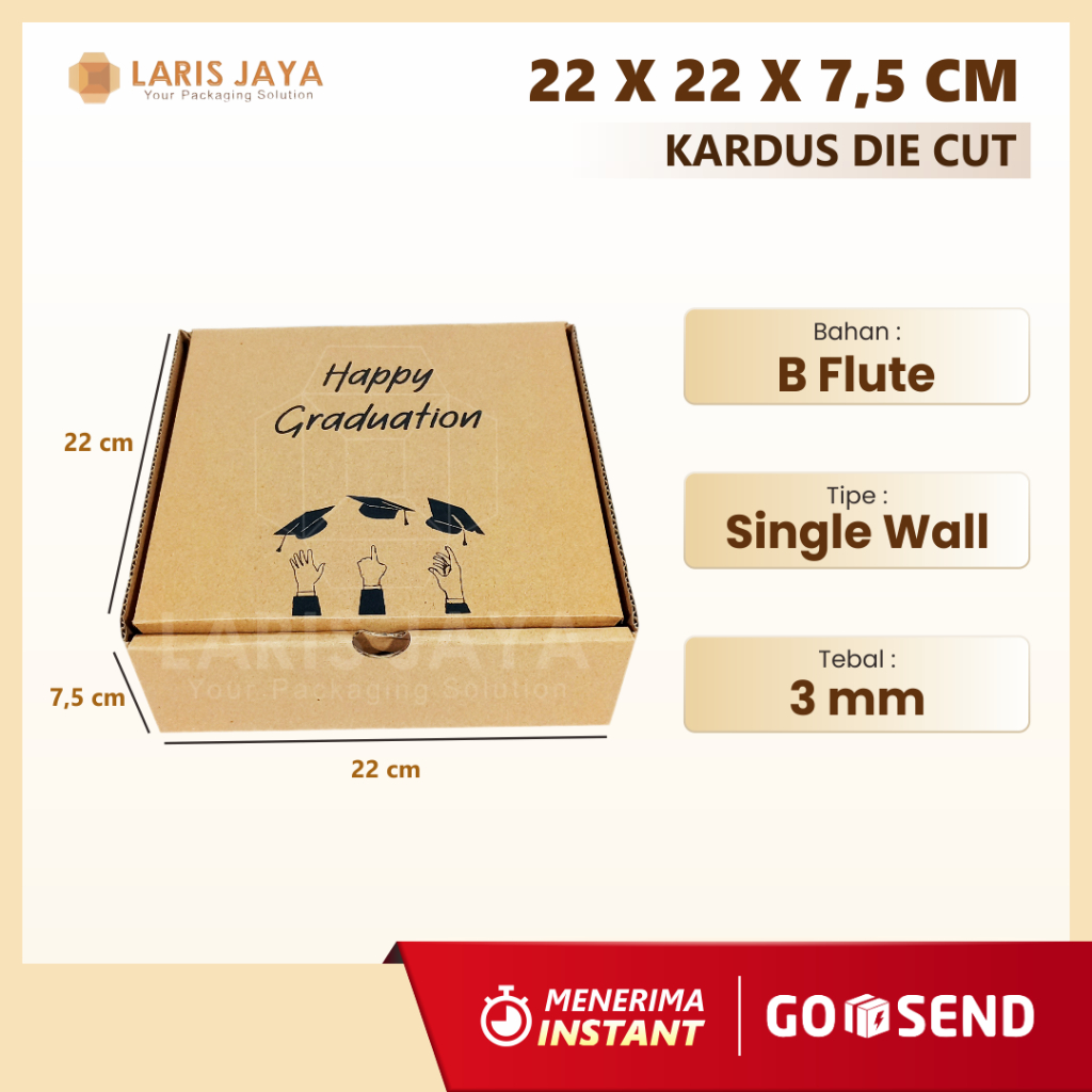 

Sablon / Cetak Kardus Corrugated 22x22x7 CM | Die Cut | Kotak Karton | Box Packing Souvenir Pizza