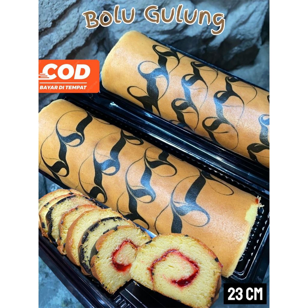 

Bolu Gulung Roll Cake Selai Strawberry Halal Premium UK.24cm