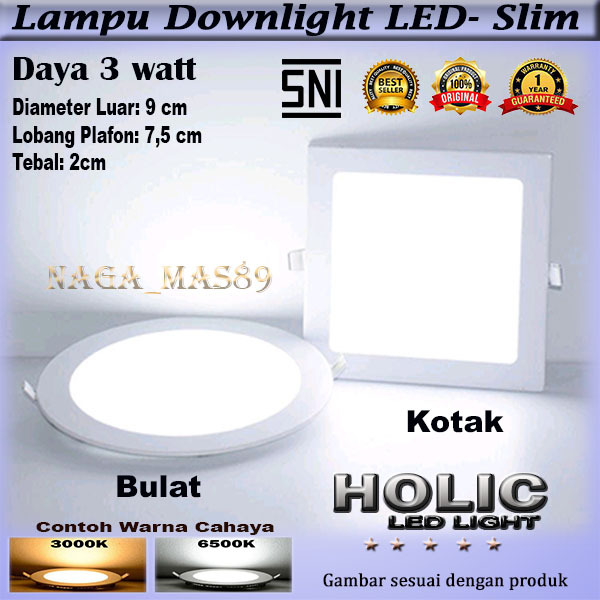 Lampu Downlight LED 3 watt ( HOLIC-MBD-A3 )