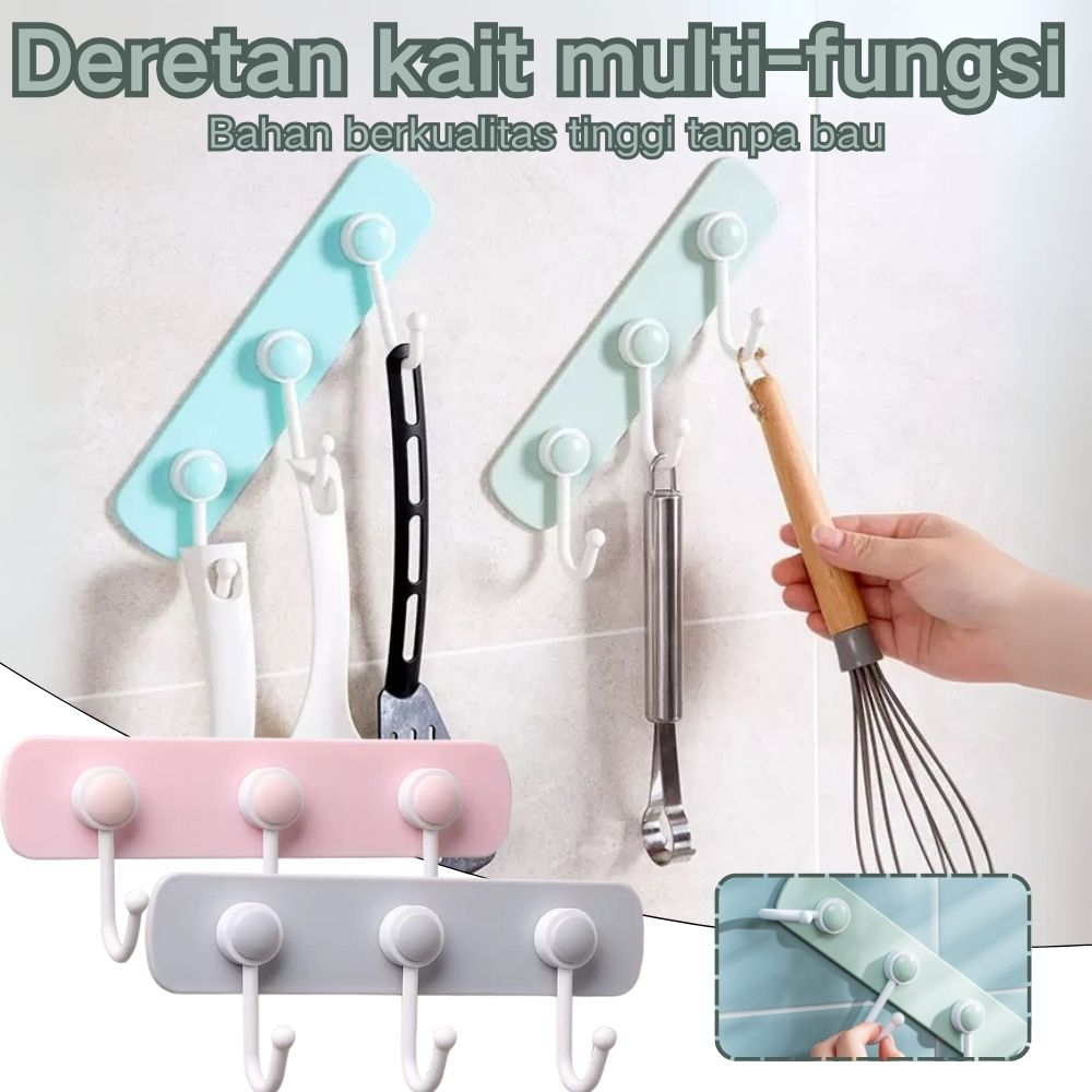 Batu 6 Gantungan Dinding Tempel Serbaguna Kamar Mandi Pintu Baju Tempel