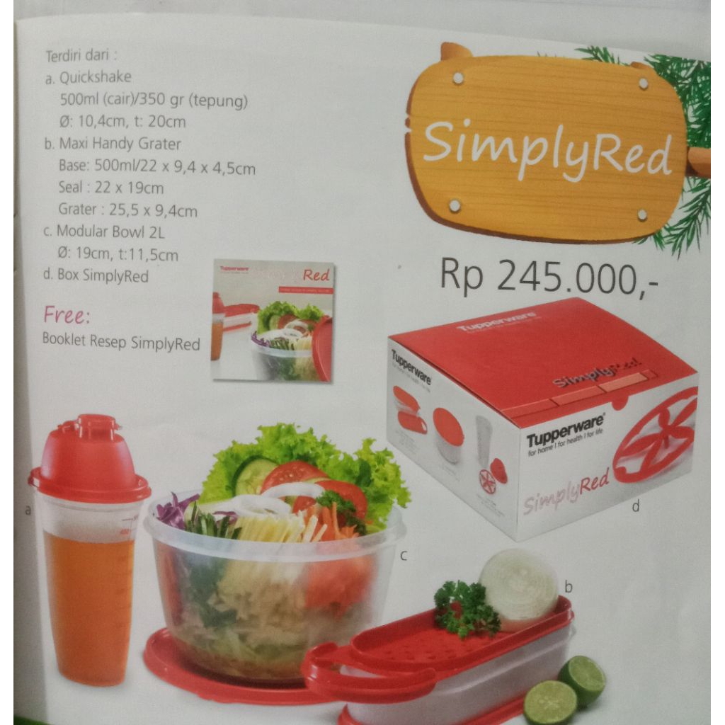 Tupperware Simply Red Set (parutan, gelas takar dan bowl)