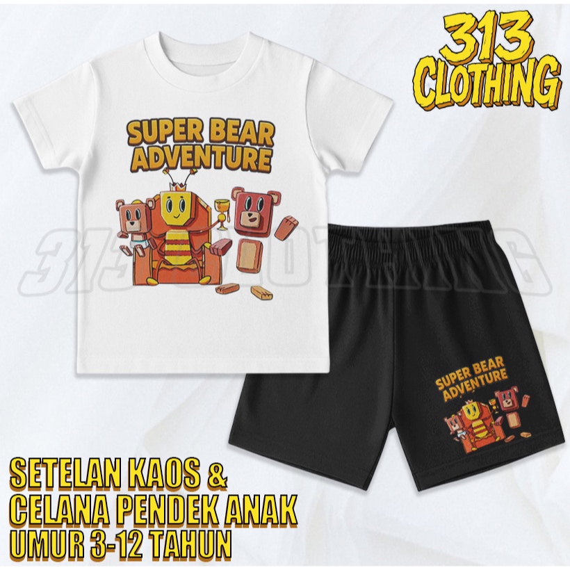 Setelan Kaos Anak Super Bear Adventure Queen Bee / Baju Celana Setelan Anak Super Bear Adventure Que