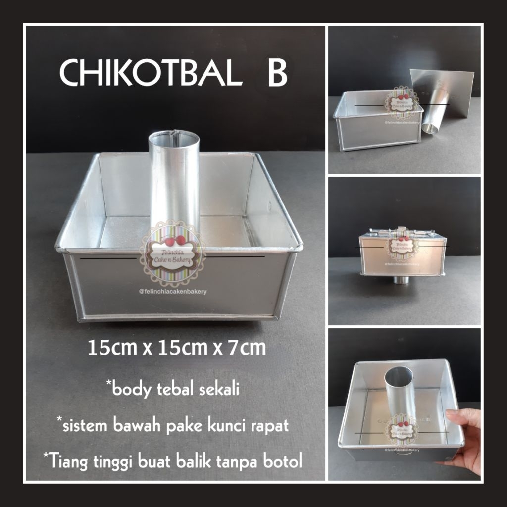 LOYANG CETAKAN KUE 15CM KOTAK LURUS CHIFFON CAKE KUE SIFON TEBAL BONGKAR PASANG
