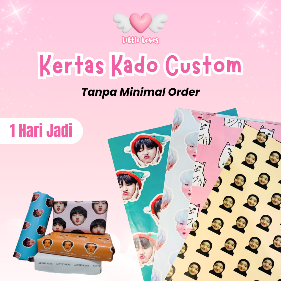 

[BISA COD] Kertas Kado Custom Wajah Foto Nama Wrapping Paper Custom Murah Bungkus Kado