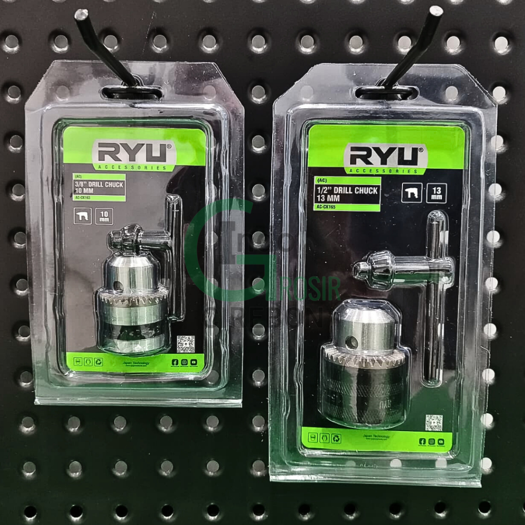 Kepala Bor RYU 10mm & 13mm Drill Chuck Mesin Bor Tangan / Listrik + Kunci