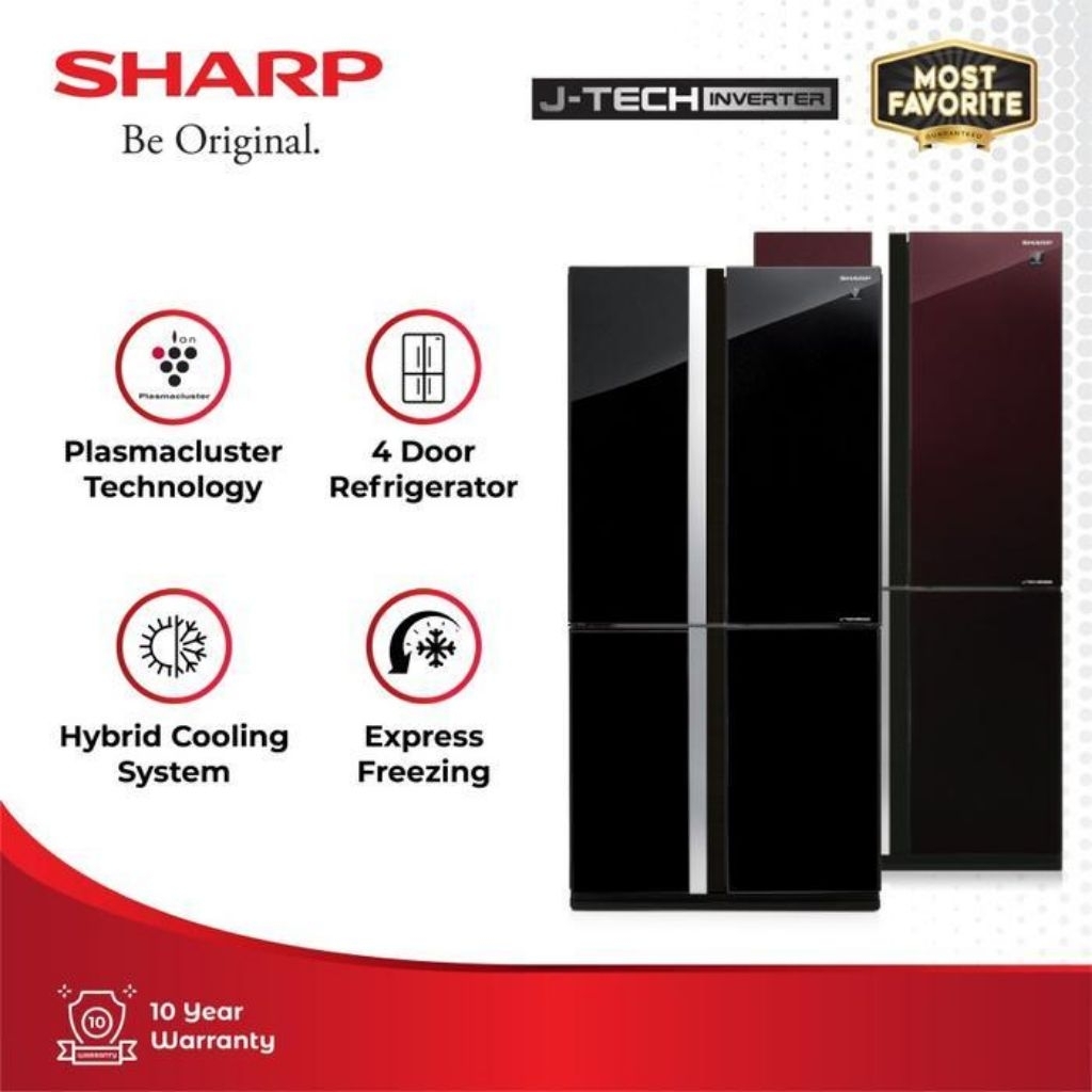 Sharp Kulkas 4 Pintu SJ-IF85PG-GB Hybrid Inverter Ion Glass Door Garansi Resmi