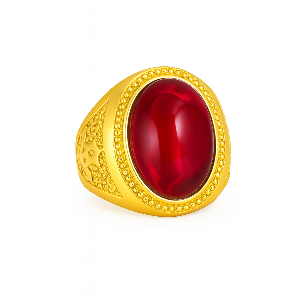 Cincin Batu Akik Pria Merah Siam Import Size Kantoran