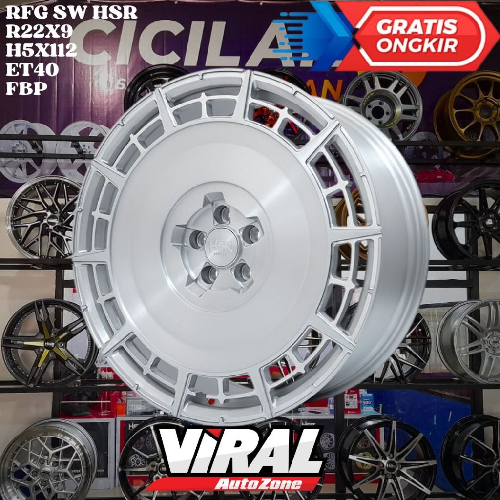 Velg Mobil Ring 22 ORIGINAL HSR RFG SW R22 LEBAR 9 LOBANG 5 PCD 5X112 ET40 FULL BRUSH POLISH