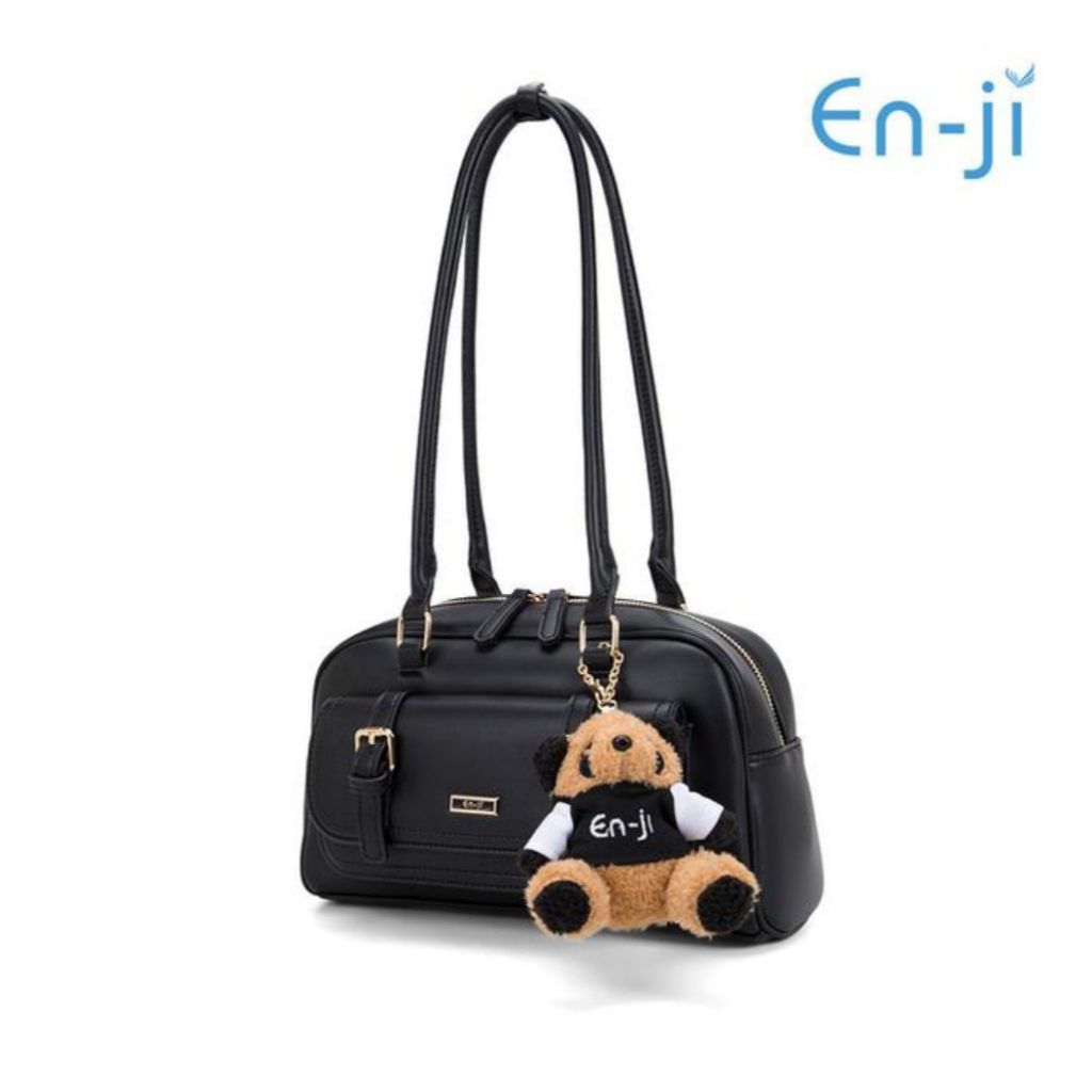 Enji En-ji Wujin Shoulderbag Slingbag Bahan PU Leather Muat Tablet 10 Inch Wanita Black