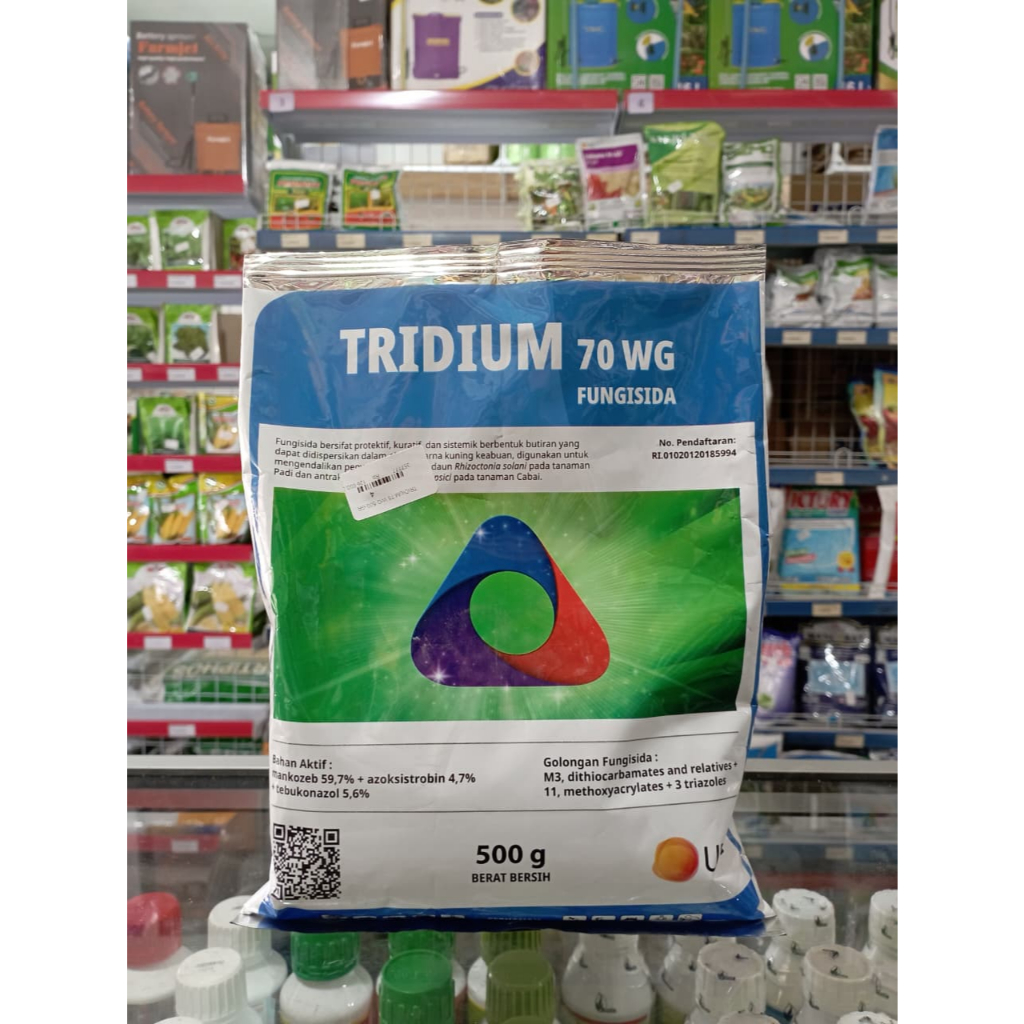 FUNGISIDA TRIDIUM UPL 500 GRAM Azoxystrobin 4.7%, Mancozeb 59.7%, and Tebuconazole 5.6% WG