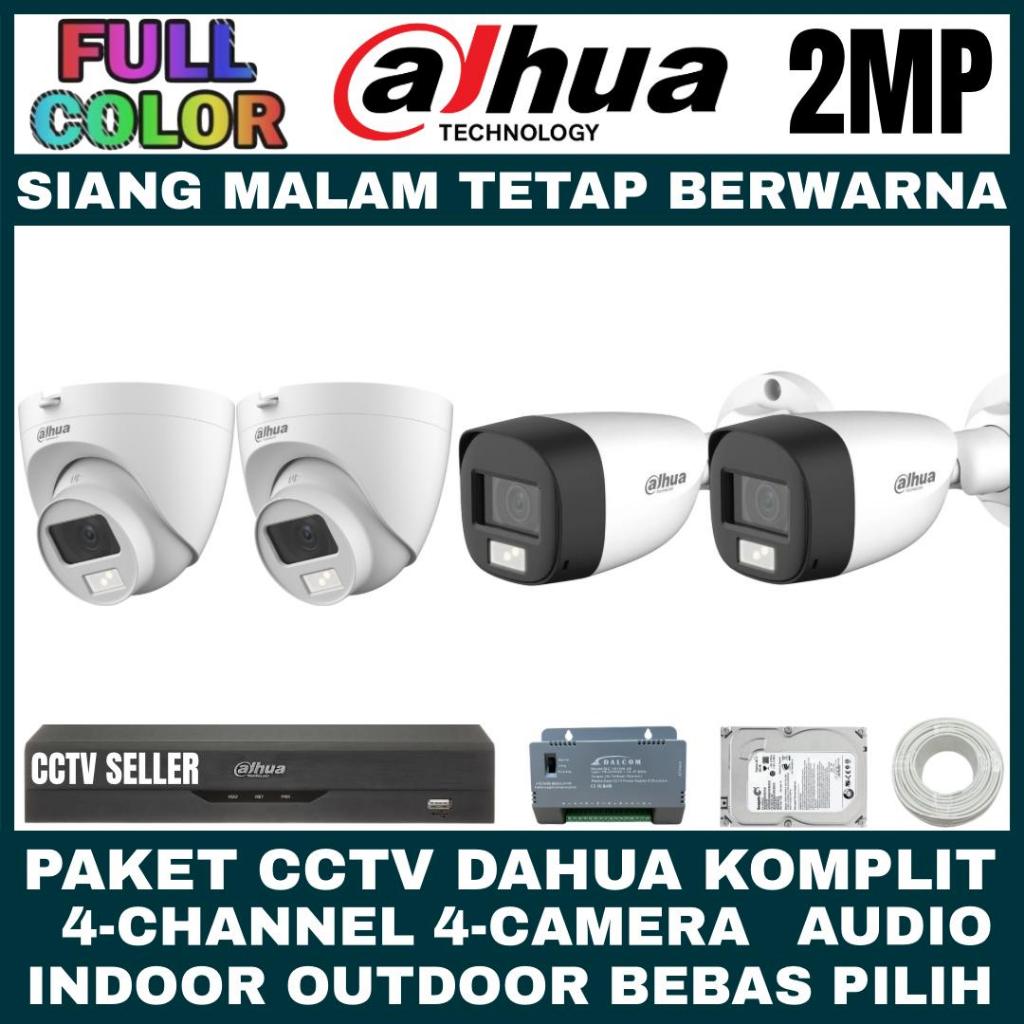 PAKET CCTV DAHUA 2MP COLORVU AUDIO SERIES 4 CHANNEL 4 CAMERA FULL COLOR