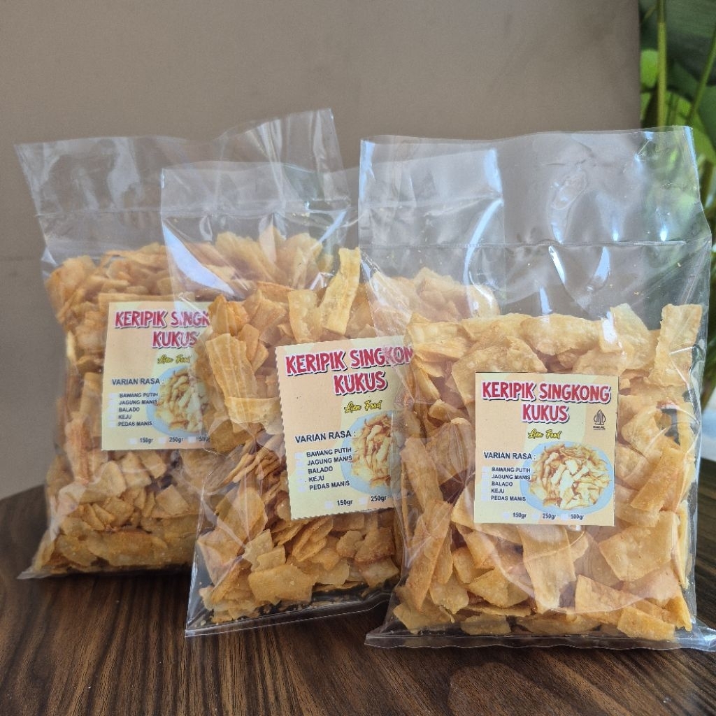 

Keripik Singkong bawang putih kukus ngepros tidak keras Kemasan 500gram , Renyah Gurih Asin
