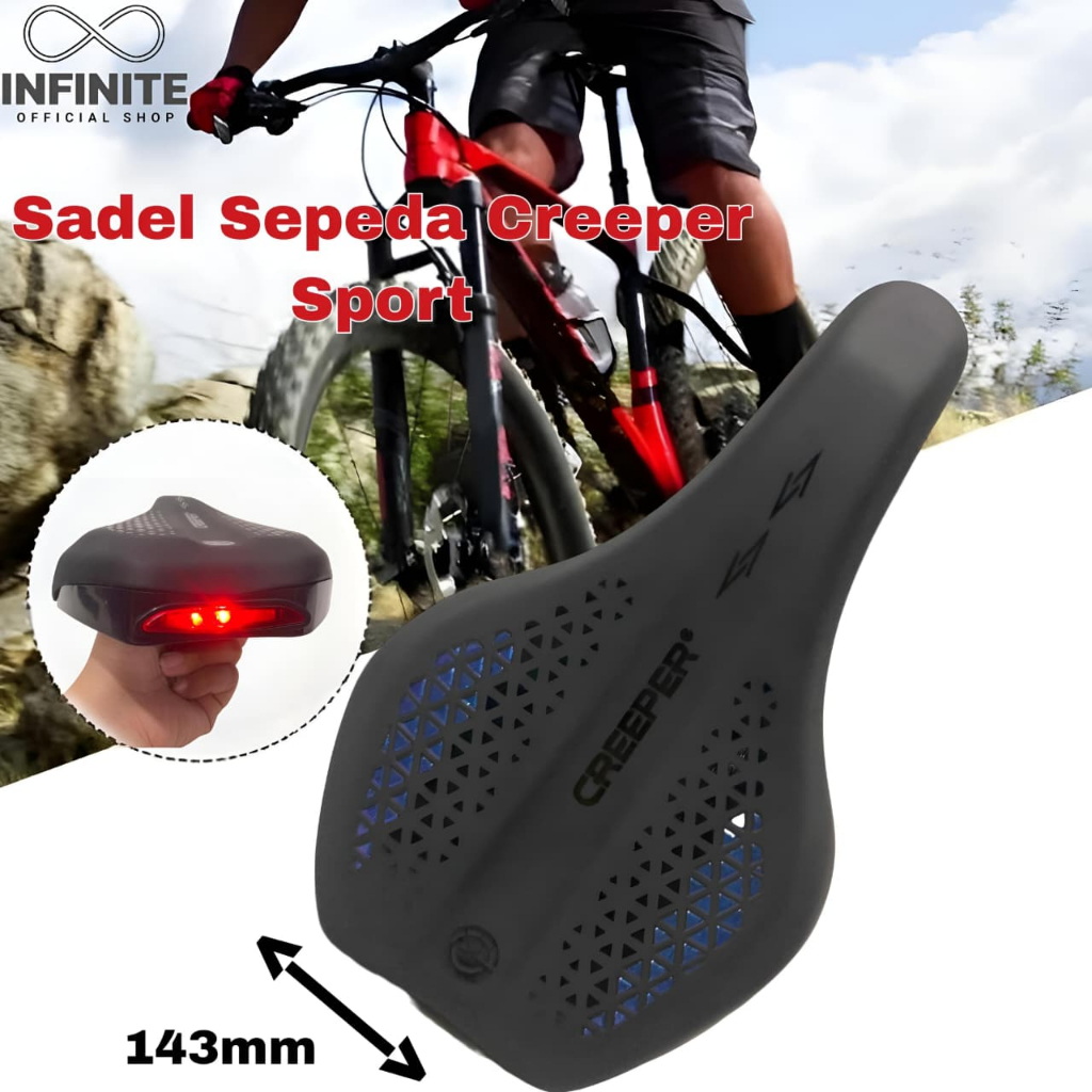 Sadel Sepeda Jok Saddle MTB Road Bike Folding CREEPER Sport Elektrik Empuk Built In Lampu Belakang
