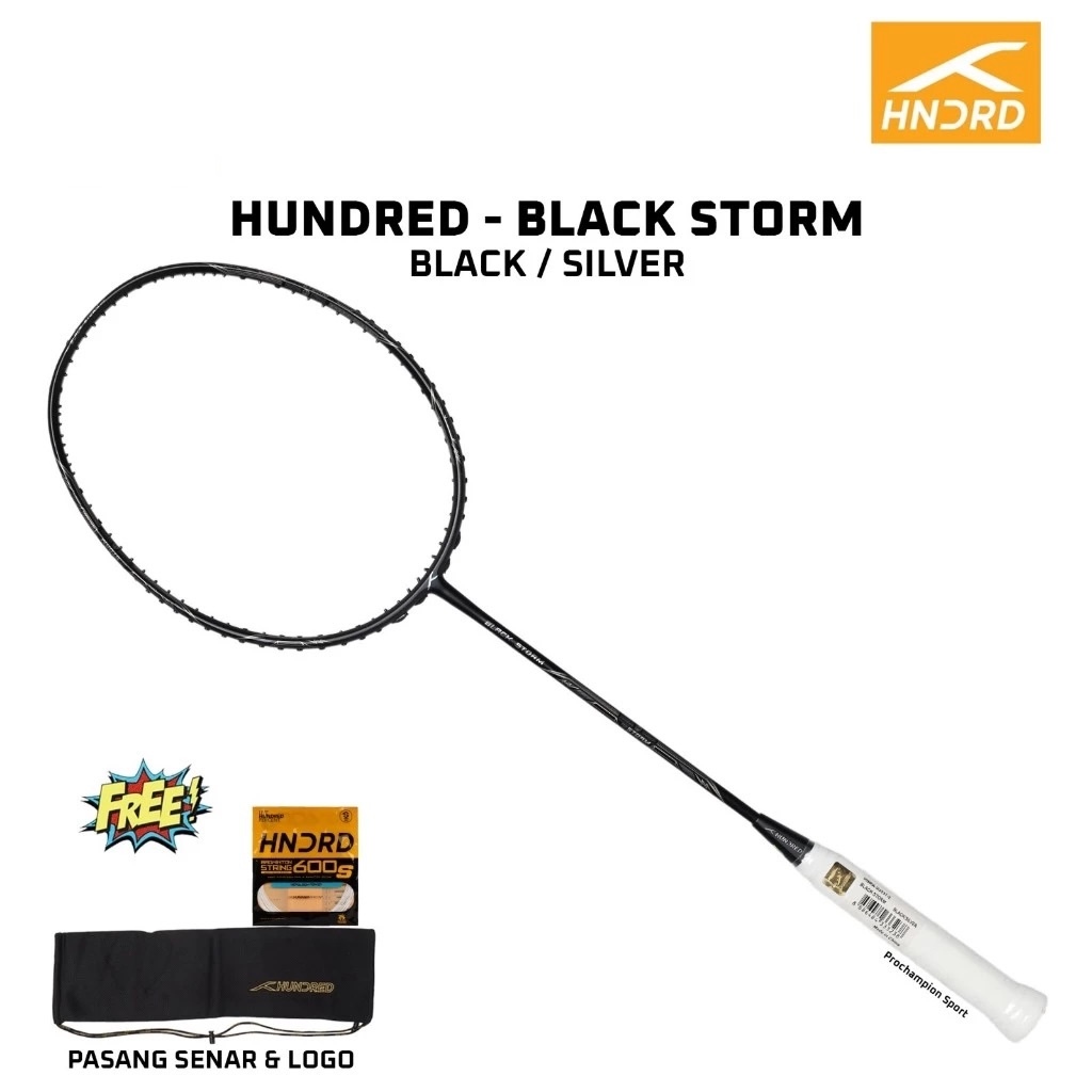HUNDRED Raket Badminton Black Storm | Black/Silver| Blackstorm