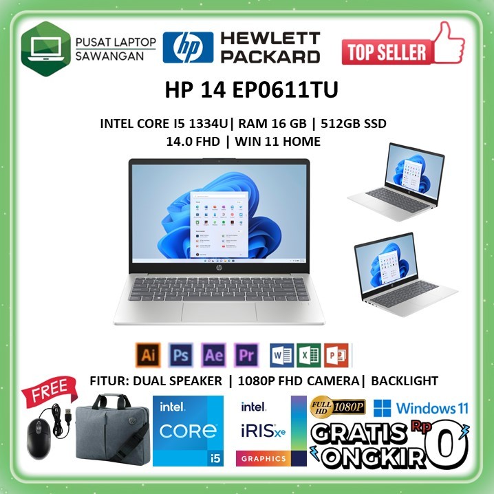 Laptop Murah Terbaru HP 14 Series Intel Core i5 1334U Ram 16GB 512GB SSD Windows 11 Original