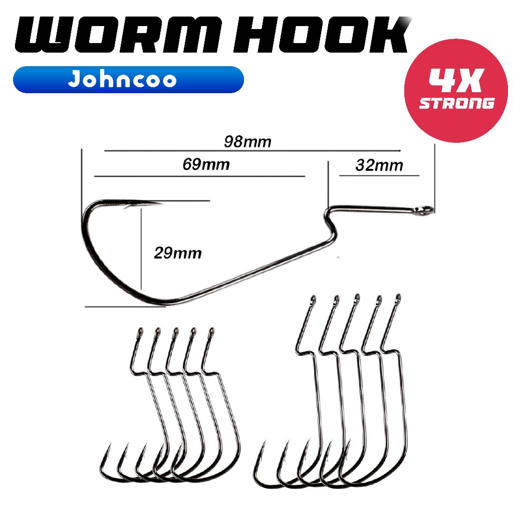 Wormhook Silencer Lehen Panjang Johncoo 7/0 5/0 Kail Soft Lure Paddle Pop Carbon Steel Anti Karat