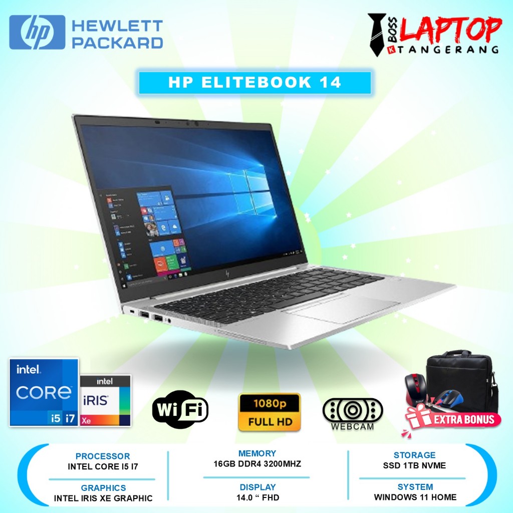 Laptop Baru Hp Elitebook 840 G8 Intel Core i5 i7 RAM 16GB 1TB SSD 14 Inch FHD