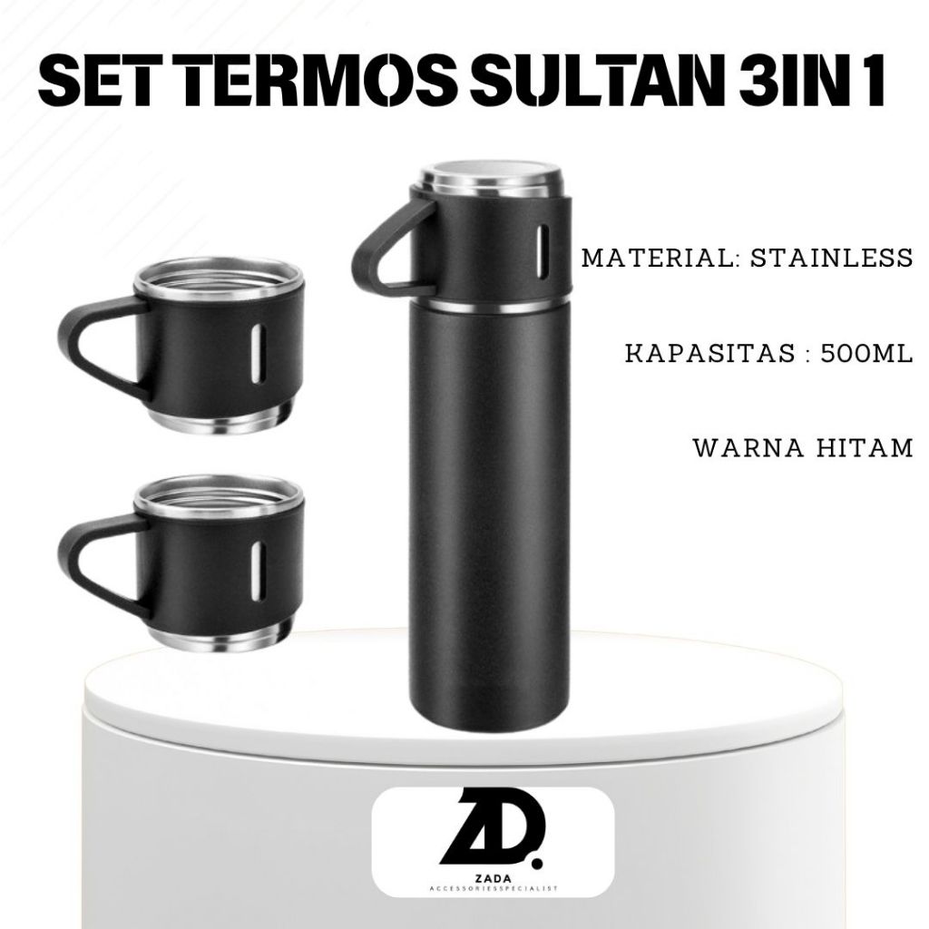 Set Termos Sultan 3in1 Termos Cangkir Botol Stainless Steel Murah Gratis Ongkir Cod