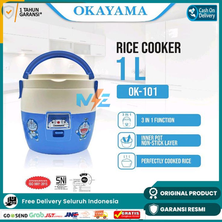 OKAYAMA Rice Cooker 1 Liter OK-101 magic com mini / portable / travel version / Anti Lengket PROMO