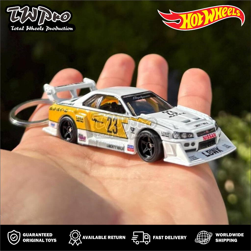 GANTUNGAN KUNCI Hot Wheels Nissan GTR R34 Keychain, LB er34 Nissan Skyline r34 Liberty Walk Keyring,