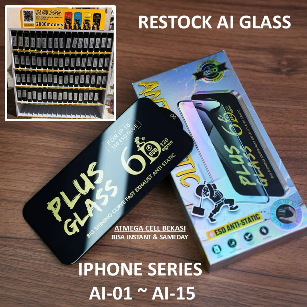 RESTOCK AI GLASS 6D PLUS CLEAR SERI IPHONE PERSAMAAN TEMPERED GLASS