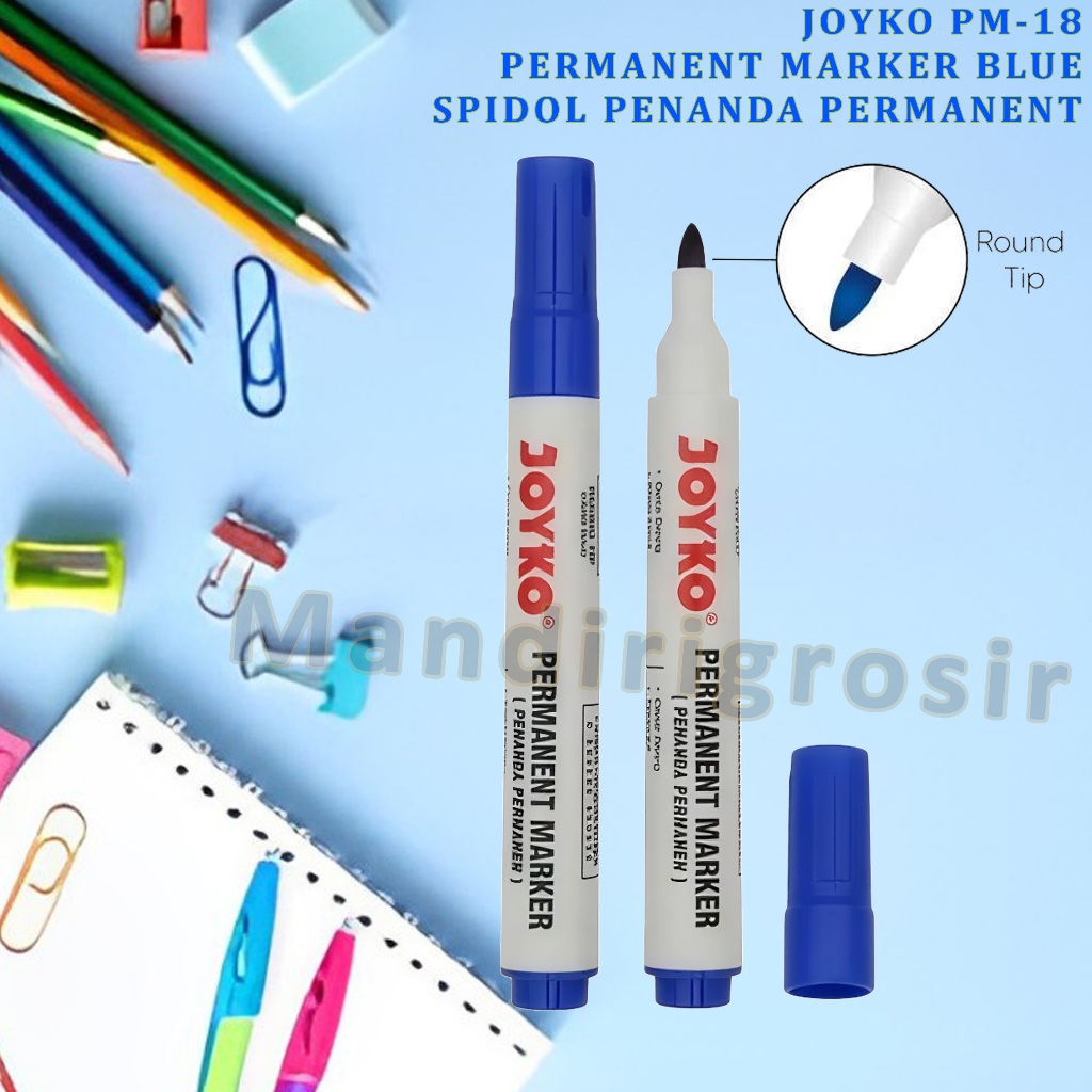

Spidol Penanda Permanent * Joyko * Permanent Marker Color Blue * PM-18