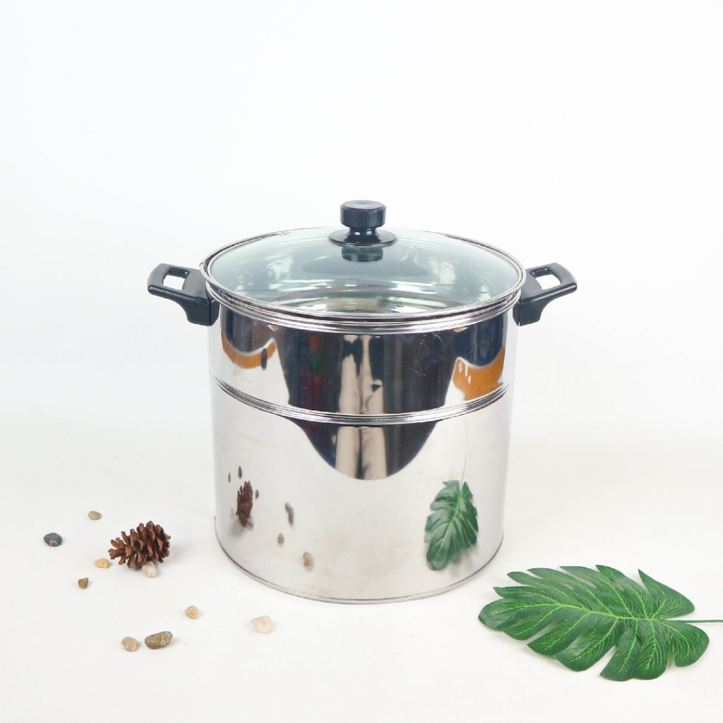 INDISAH Dandang Bakso Bulat Ukuran 26 Cm Tutup Kaca